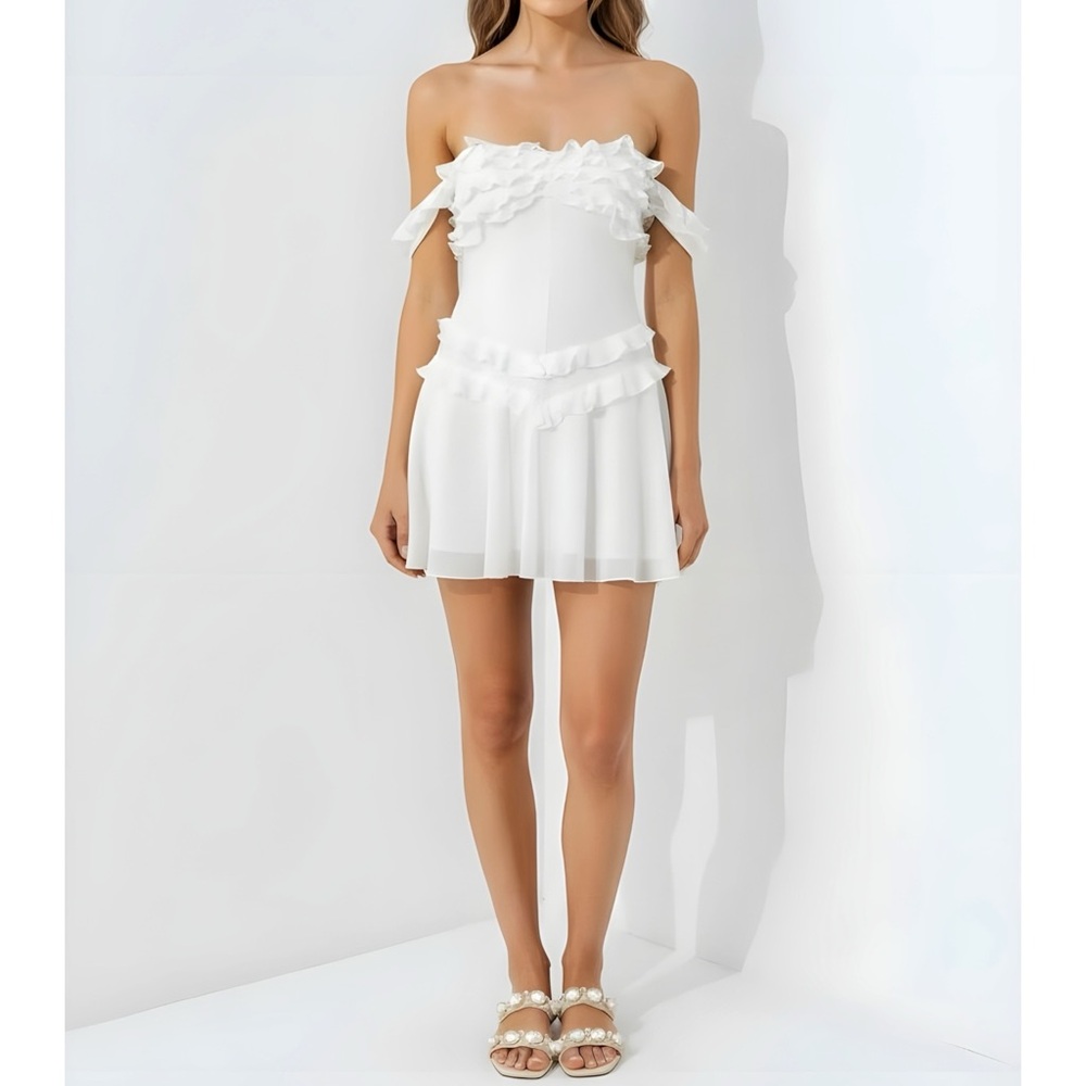 MAJORELLE White Ruffle Mini Dress - Picture 5 of 12